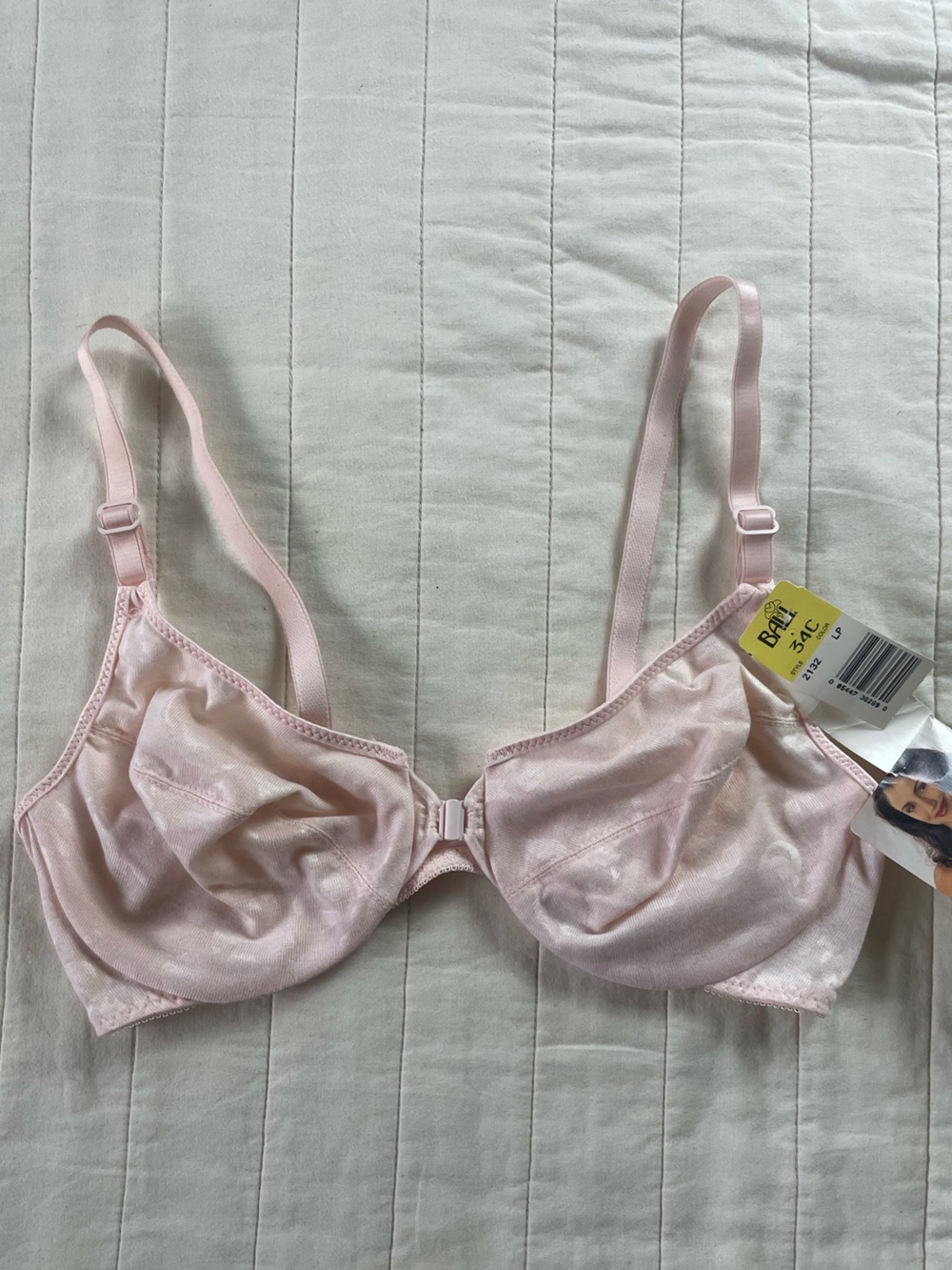 Vintage Bali Light Pink Front Closure Bra with Adjustable Straps 34C